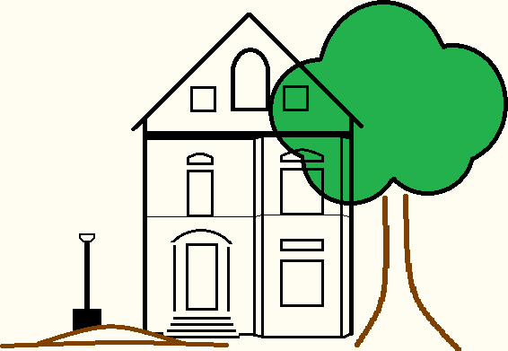 sketch of house and tree