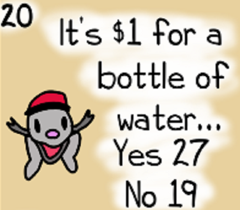 It's $1 for a bottle of water