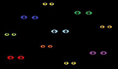 many pairs of eyes in the dark