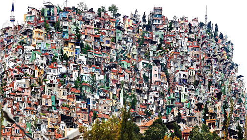 Residences on crowded hillside