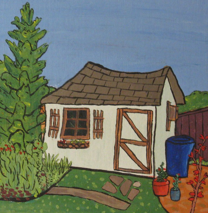 Summer backyard shed painting by Brendan McHale