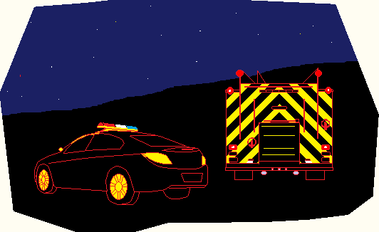 emergency vehicles under the stars