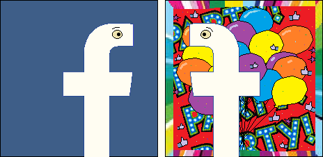 facebook symbol with party balloons