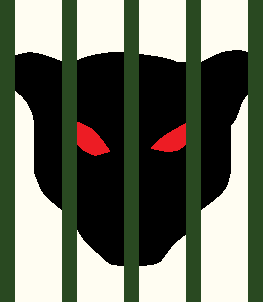 a caged panther glowering