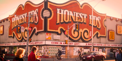 Honest Ed's bargain store sits boarded up