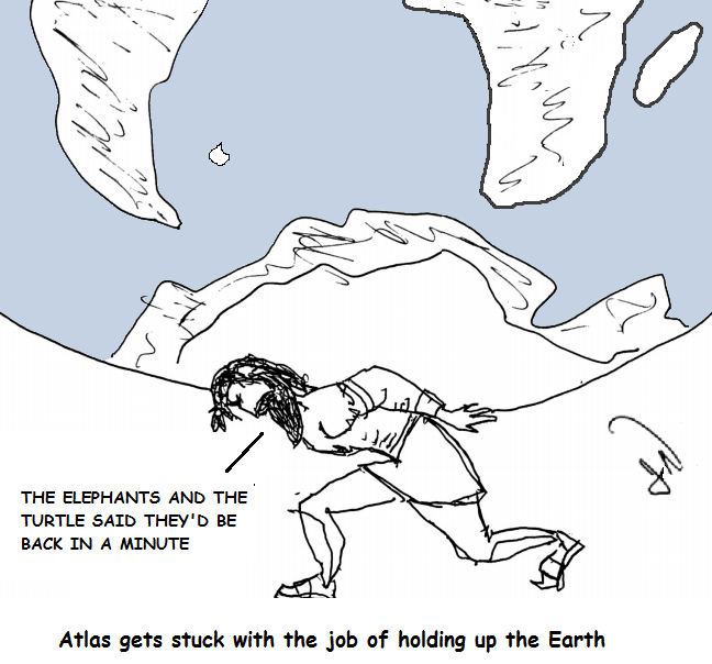 The elephants and turtles trick Atlas into holding up the Earth for them